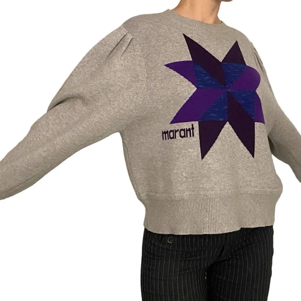 Isabel Marant Gray and Purple Star Sweater - Picture 1 of 5